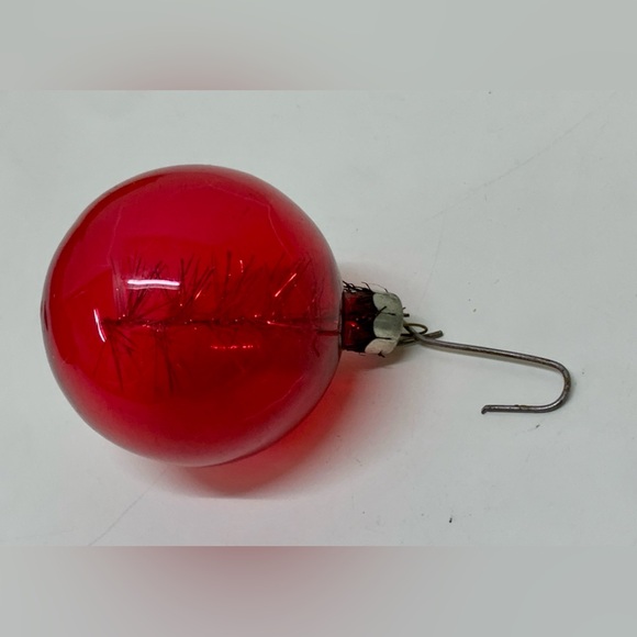 Antique Shiny Brite USA Tinsel Filled Transparent Glass Xmas Tree Ornament - Picture 6 of 6